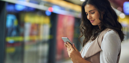 Woman looking at mobile phone